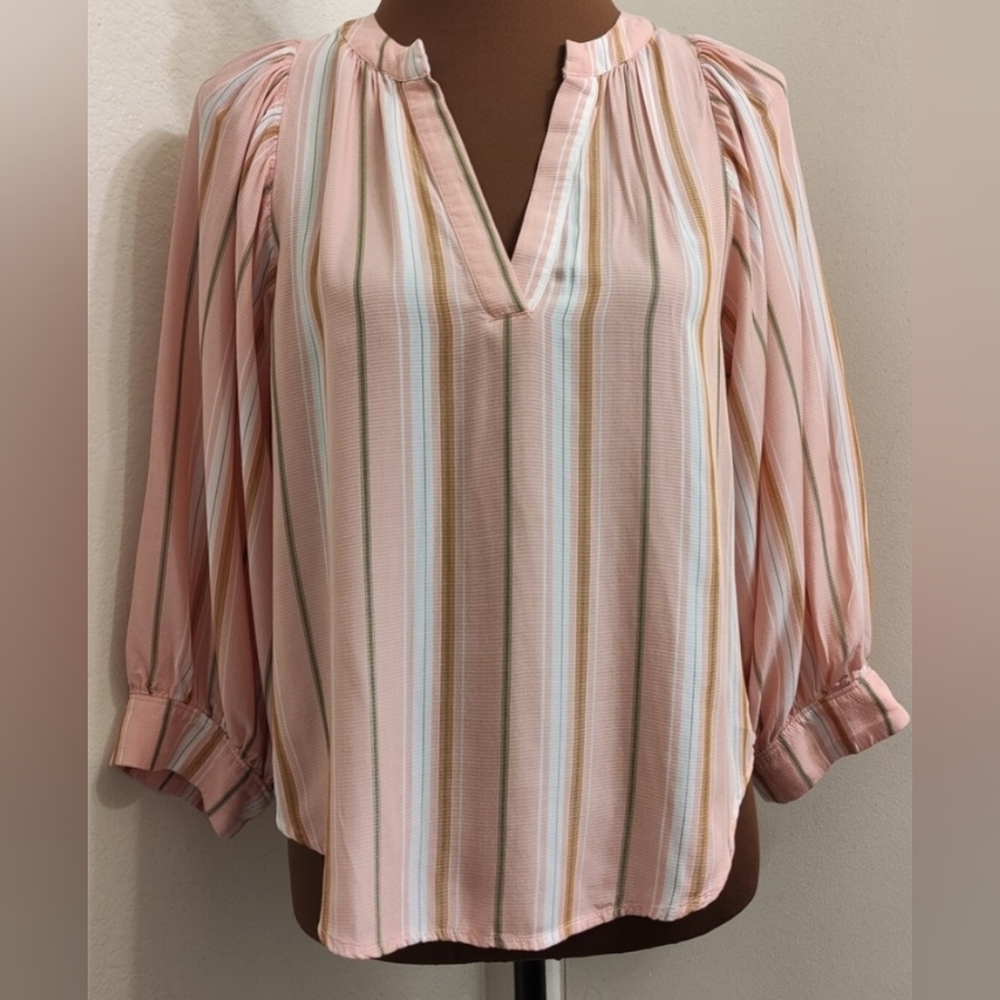 Anthropologie Maeve by Anthropologie Byron Striped Blouse (Pinky Peach Stripe